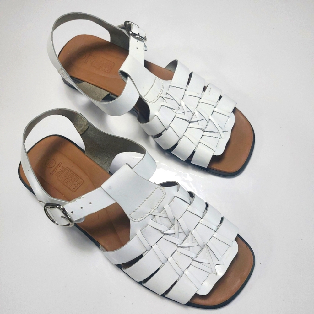 Faded Glory Women's White Genuine Leather Sandals Size 10W